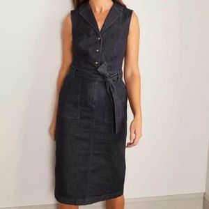 Boden Edith Dress NWOT indigo dark denim belted dress size 14